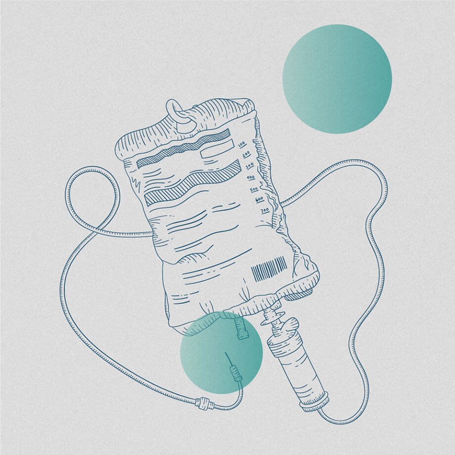 Illustration of an intravenous infusion bag.