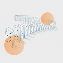 Illustration of a row of domino pieces.