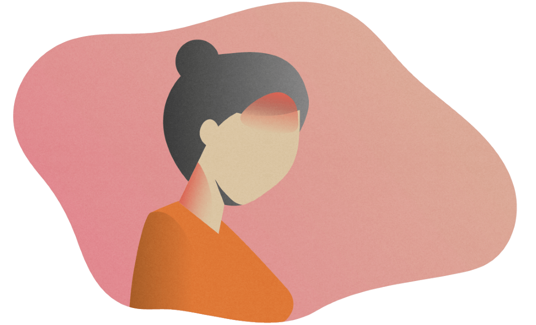 Colourful silhouette of a woman suffering from medication-overuse headache
