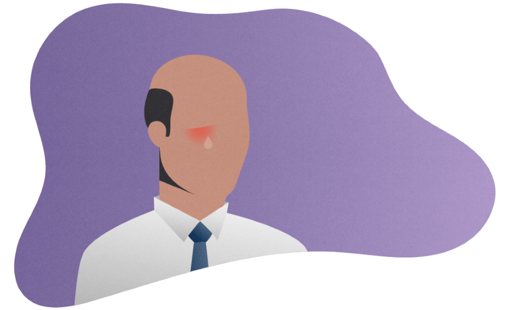 Colourful silhouette of a man suffering from tension-type headache.
